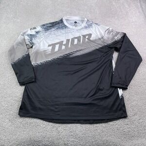 Thor Motocross Jersey Mens XL Grey Black Logo Performance MX ATV Dirt Bike